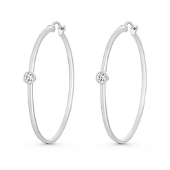 Lauren Ralph Lauren Silver Cubic Zirconia Hoop Earrings