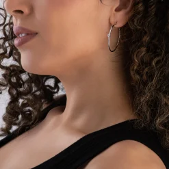 Lauren Ralph Lauren Silver Cubic Zirconia Hoop Earrings