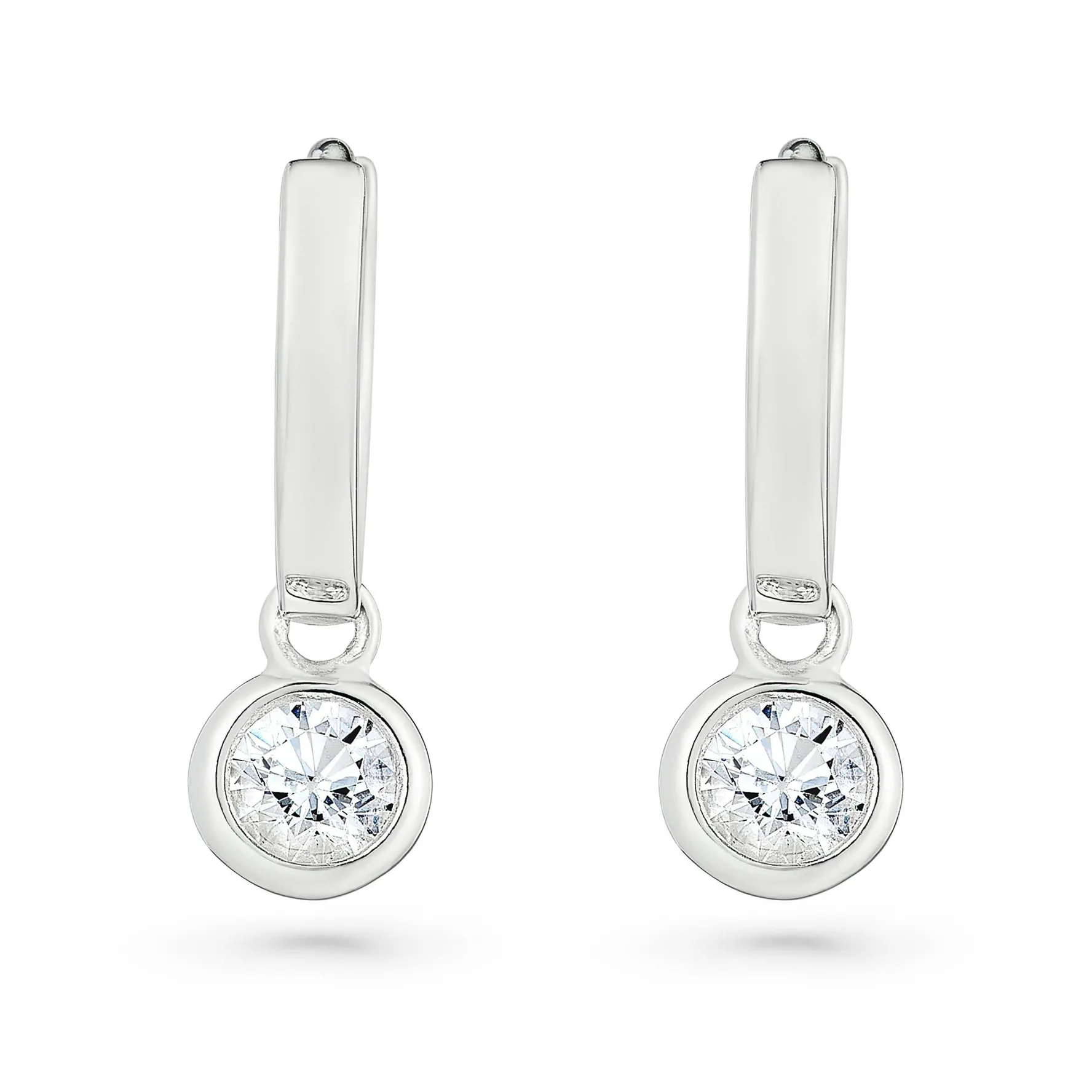 Lauren Ralph Lauren Silver Huggie Cubic Zirconia Drop Huggie Earrings