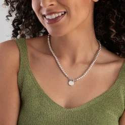 Lauren Ralph Lauren Silver Bead Collar Necklace