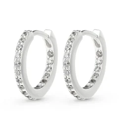 Lauren Ralph Lauren Silver Crystal Hoop Huggie Earrings