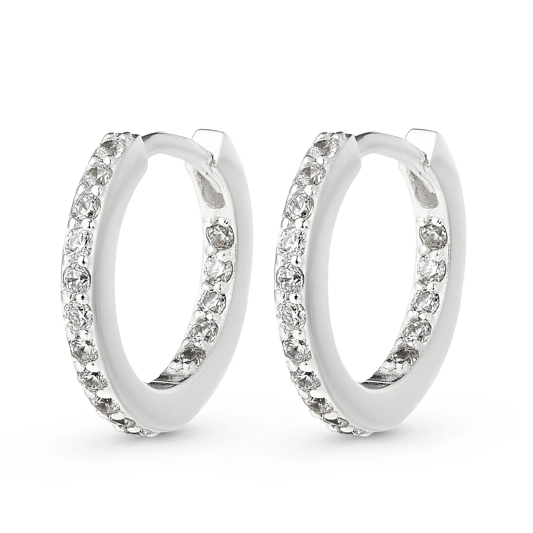 Lauren Ralph Lauren Silver Crystal Hoop Huggie Earrings