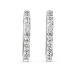 Lauren Ralph Lauren Silver Crystal Hoop Huggie Earrings