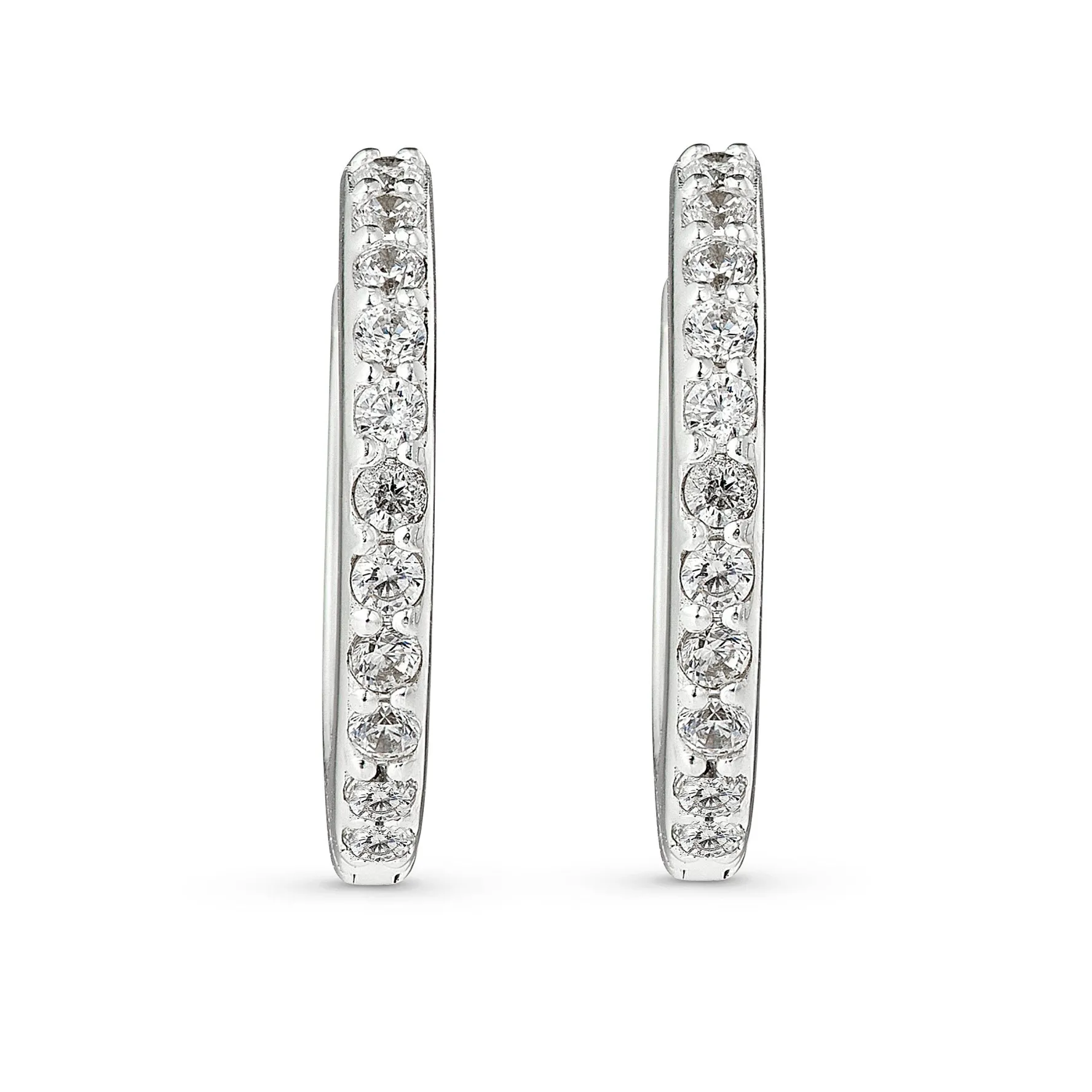 Lauren Ralph Lauren Silver Crystal Hoop Huggie Earrings