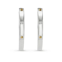 Lauren Ralph Lauren Silver Two Tone Hoop Earrings