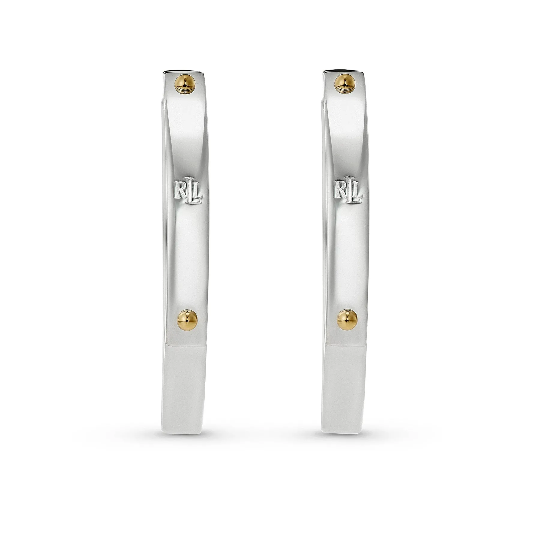 Lauren Ralph Lauren Silver Two Tone Hoop Earrings