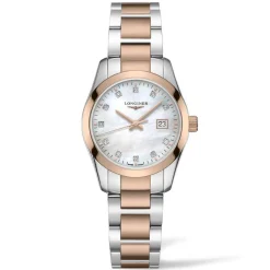 Longines Conquest Classic 29.5mm Stainless Steel and Rose Gold PVD Diamond Ladies Watch