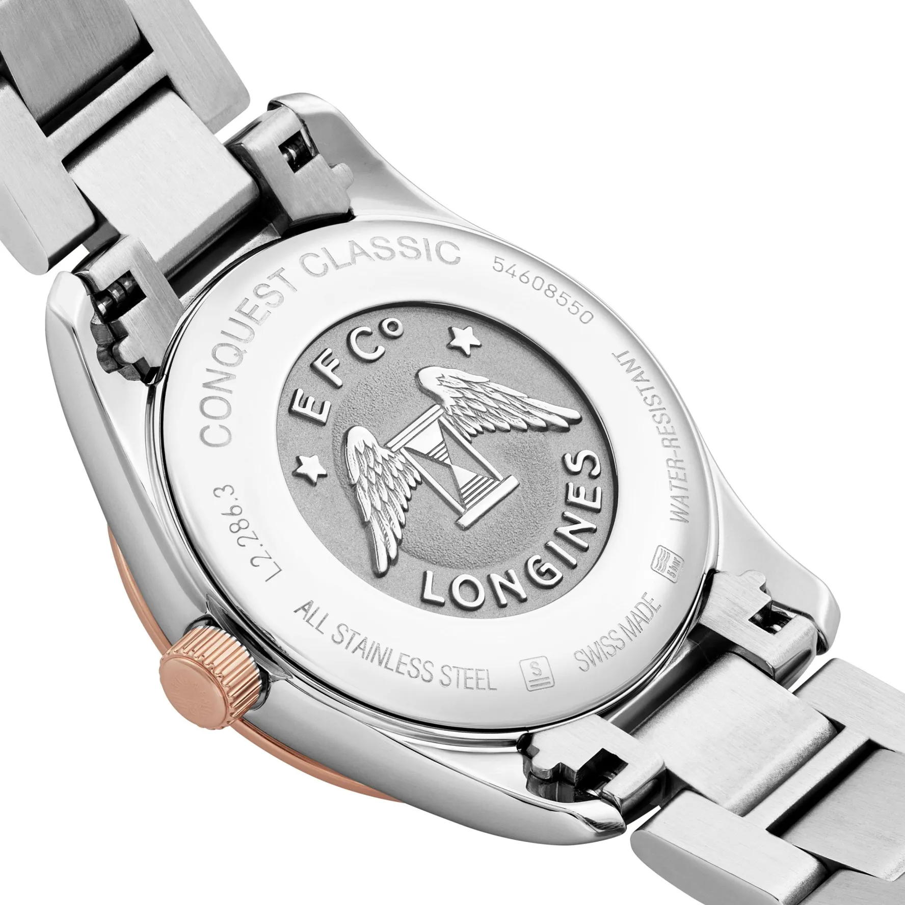 Longines Conquest Classic 29.5mm Stainless Steel and Rose Gold PVD Diamond Ladies Watch