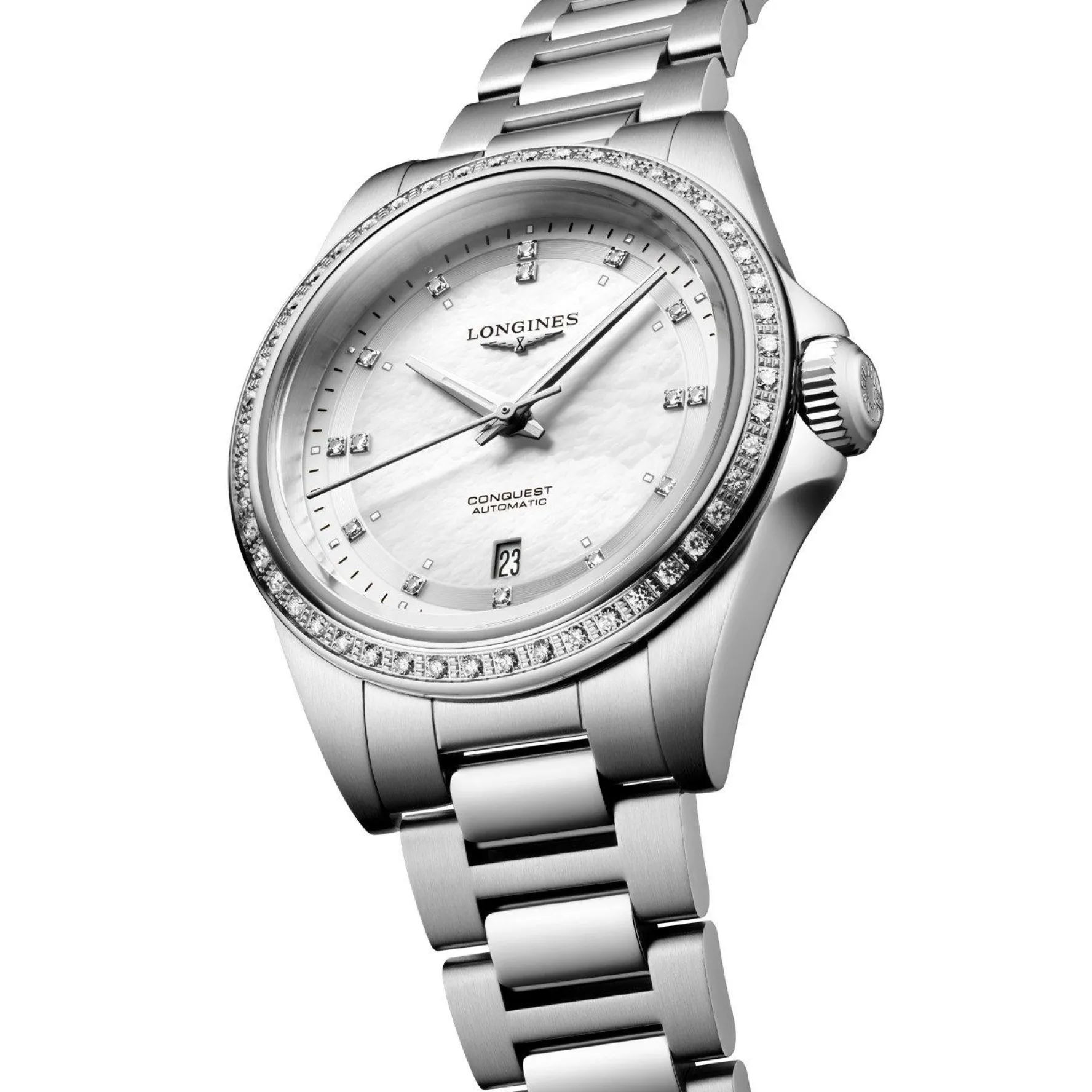 Longines Conquest 30mm Diamond Mother of Pearl Automatic Ladies Watch