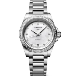 Longines Conquest 34mm Diamond Mother of Pearl Automatic Ladies Watch