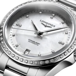 Longines Conquest 34mm Diamond Mother of Pearl Automatic Ladies Watch