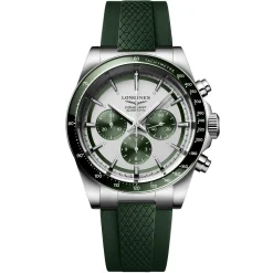 Longines Conquest 42mm Green rubber Strap Chronograph Automatic Men’s Watch