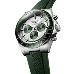 Longines Conquest 42mm Green rubber Strap Chronograph Automatic Men’s Watch