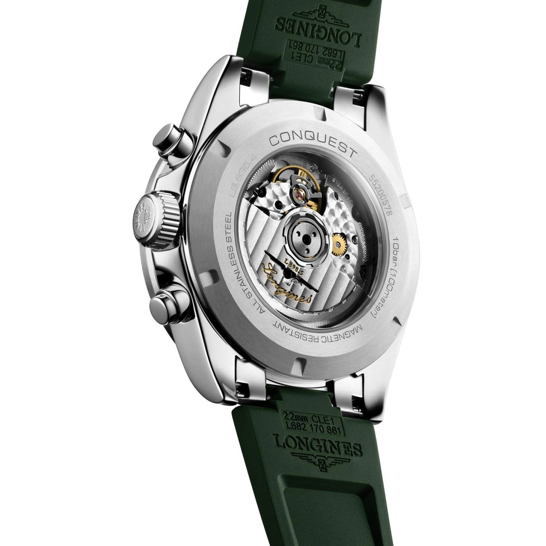 Longines Conquest 42mm Green rubber Strap Chronograph Automatic Men’s Watch