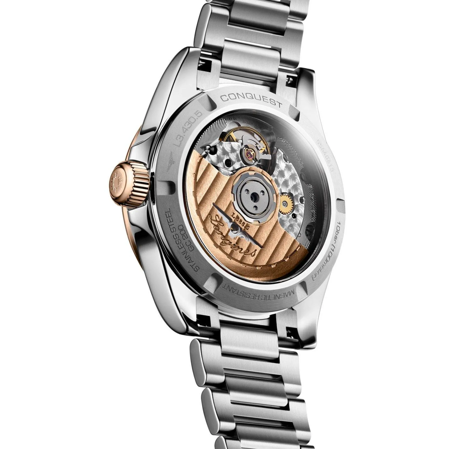 Longines Conquest 34mm Stainless Steel and 18ct Rose Gold Automatic Ladies Watch