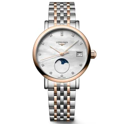 Longines Elegant Collection 30mm Stainless Steel and 18ct Rose Gold Diamond Ladies Watch