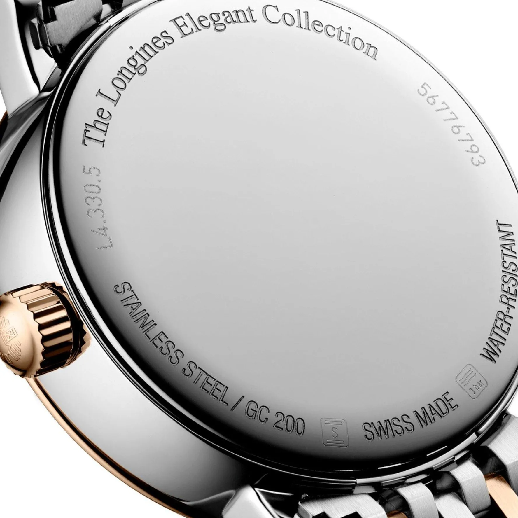Longines Elegant Collection 30mm Stainless Steel and 18ct Rose Gold Diamond Ladies Watch