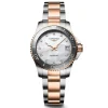 Longines HydroConquest 32mm Stainless Steel and Rose Gold PVD Diamond Ladies Watch