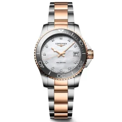 Longines HydroConquest 32mm Stainless Steel and Rose Gold PVD Diamond Ladies Watch