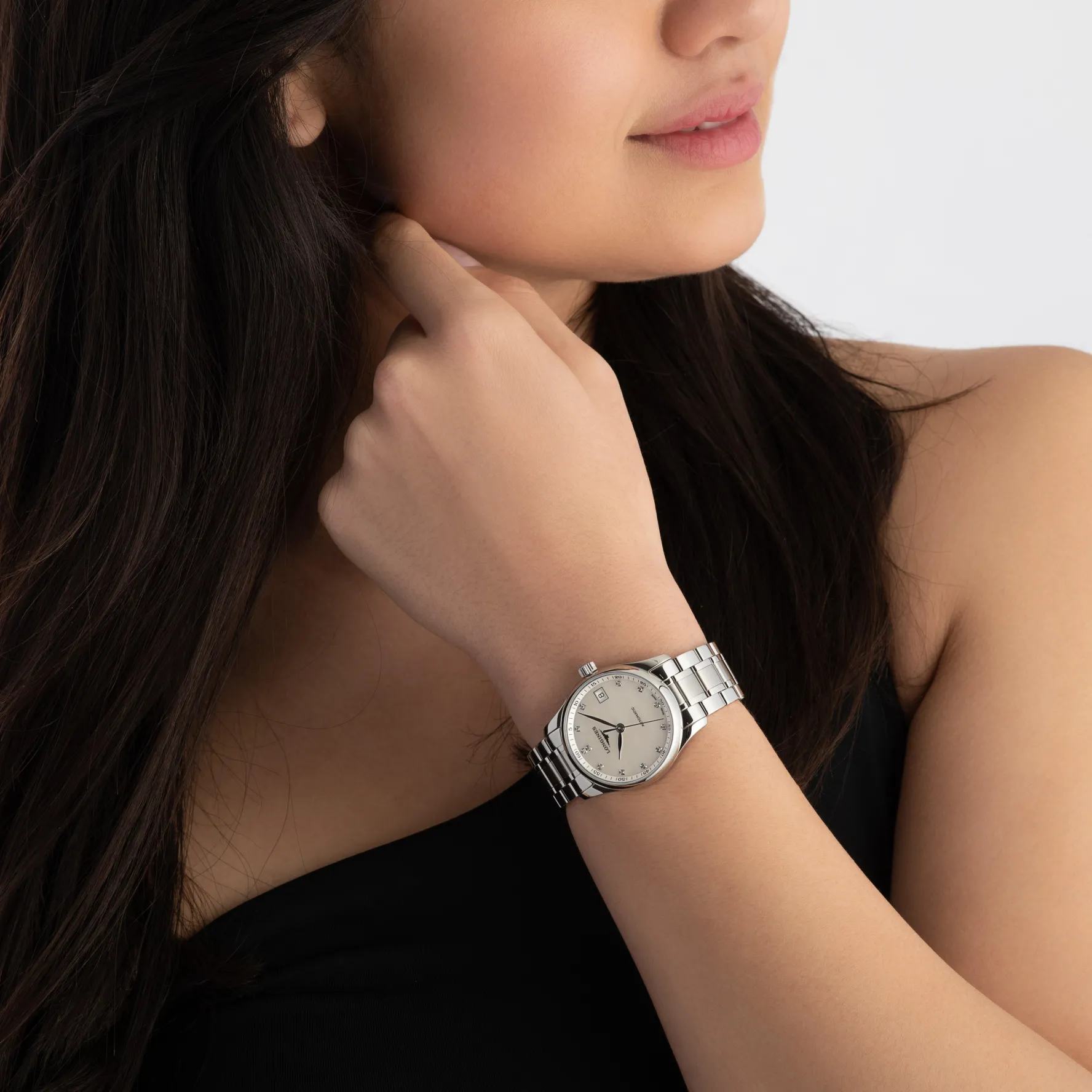 Longines Master Collection 34mm Diamond Mother of Pearl Automatic Ladies Watch