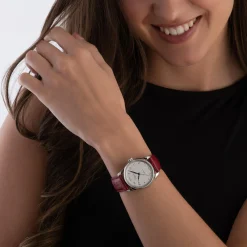 Longines Master Collection 34mm Red Leather Strap Automatic Ladies Watch