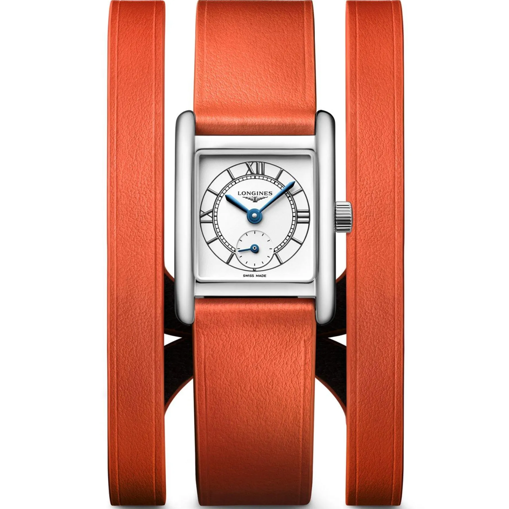 Longines Mini DolceVita 29mm Orange Leather Strap Ladies Watch