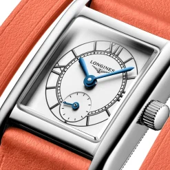 Longines Mini DolceVita 29mm Orange Leather Strap Ladies Watch