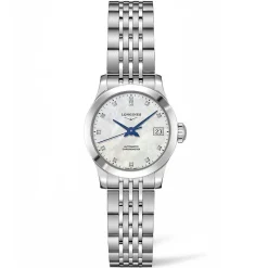 Longines Record 26mm Diamond Mother of Pearl Automatic Ladies Watch