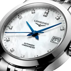 Longines Record 26mm Diamond Mother of Pearl Automatic Ladies Watch