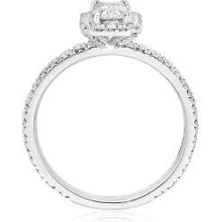 Maple Leaf Diamonds 18ct White Gold Emerald Cut Halo Diamond Ring