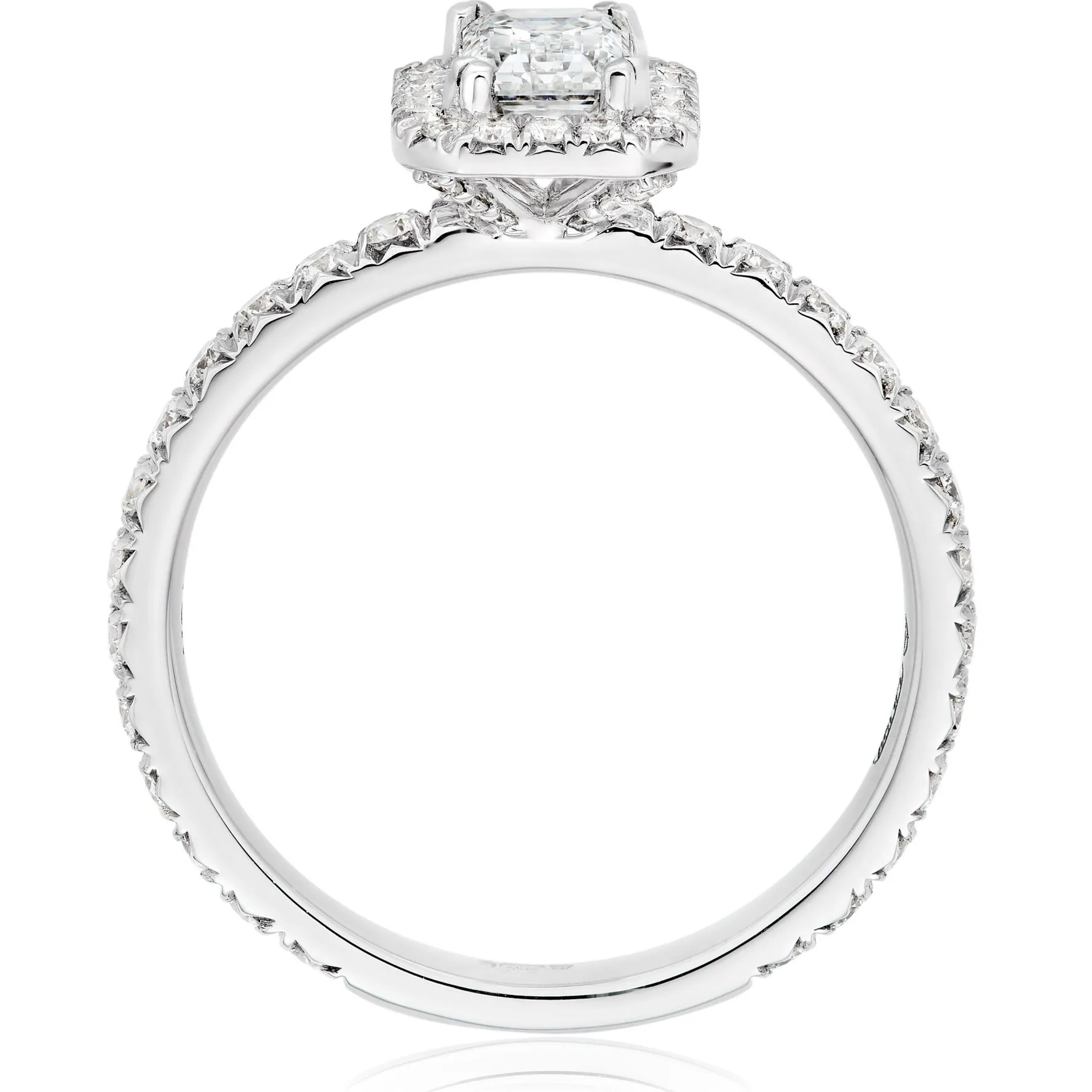Maple Leaf Diamonds 18ct White Gold Emerald Cut Halo Diamond Ring