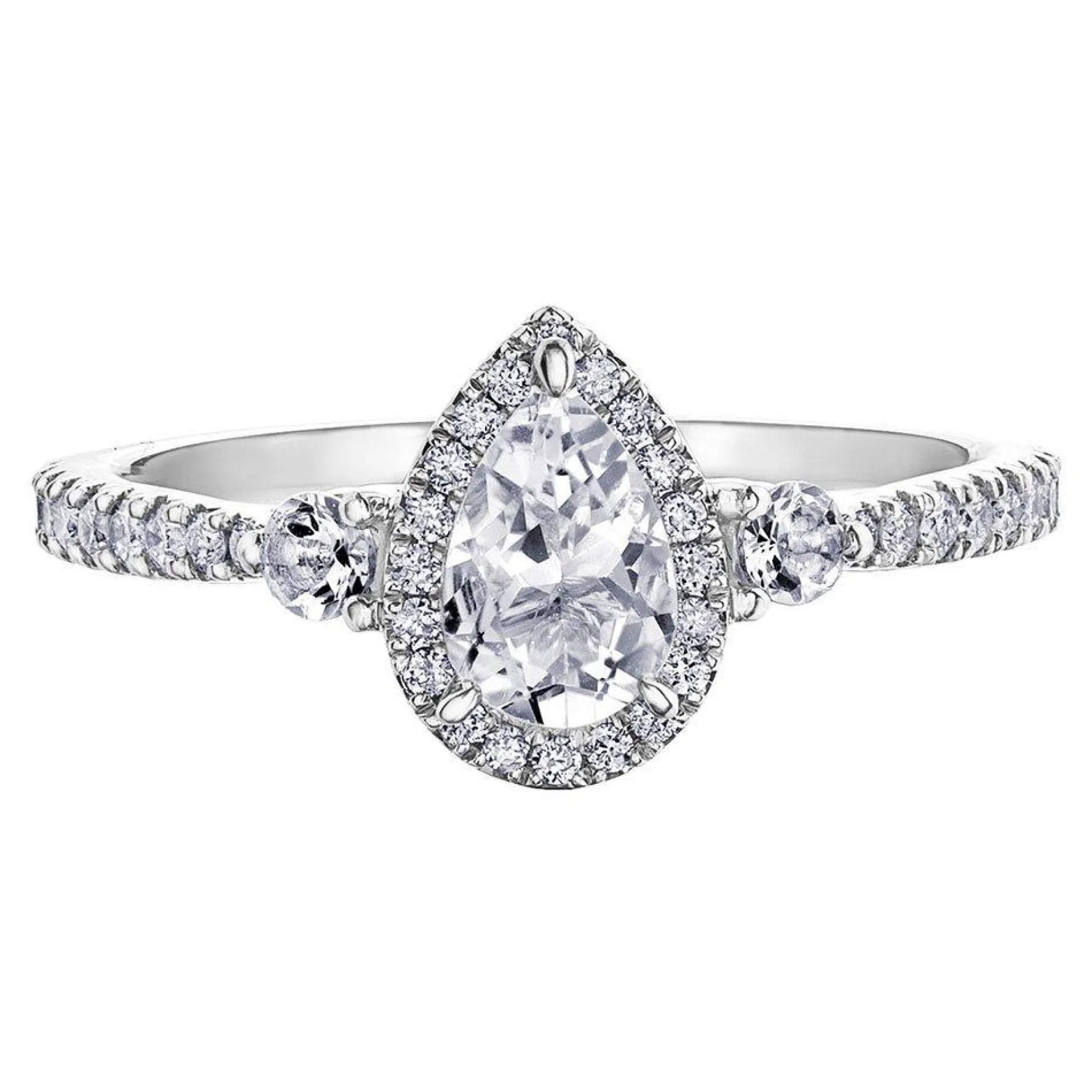 Maple Leaf Diamonds 18ct White Gold Pear-Shaped Diamond Halo Ring