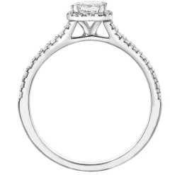 Maple Leaf Diamonds 18ct White Gold Emerald Cut Diamond Halo Ring