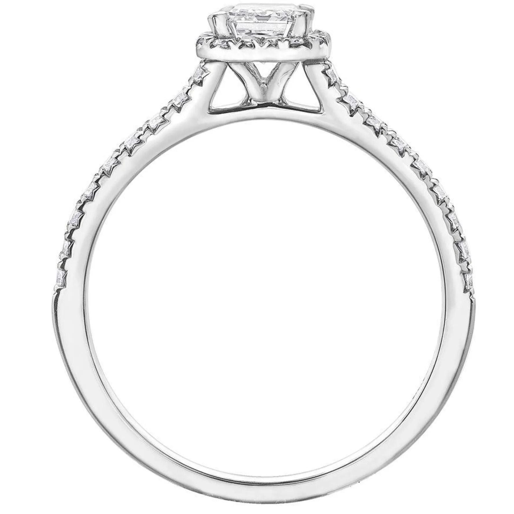 Maple Leaf Diamonds 18ct White Gold Emerald Cut Diamond Halo Ring
