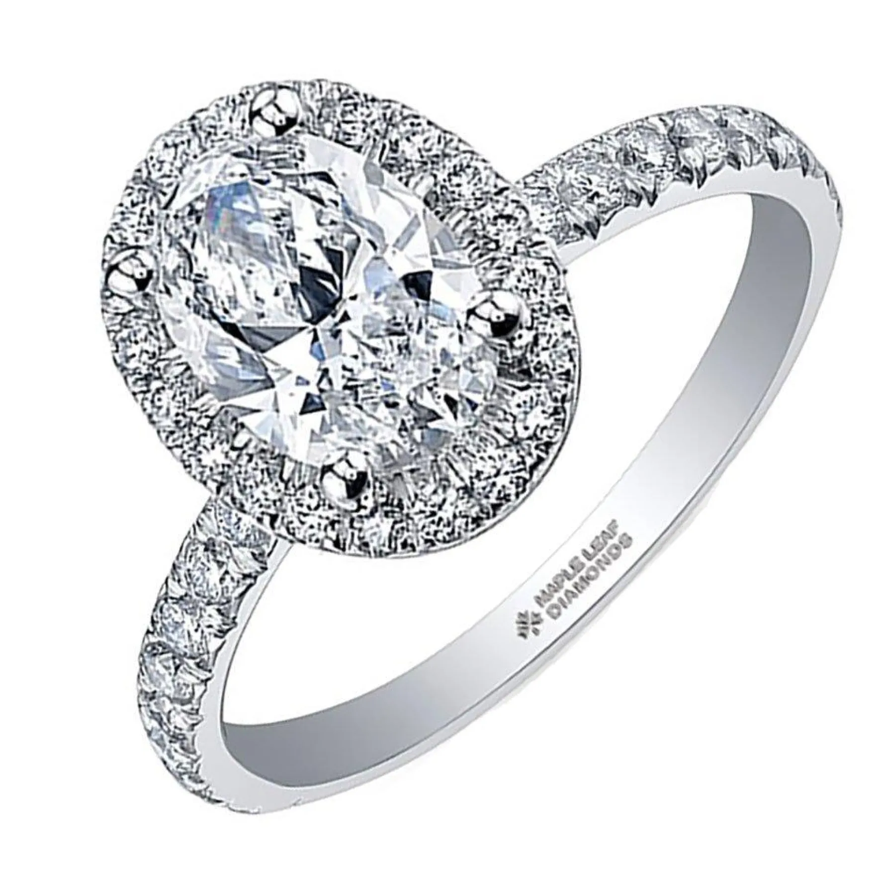 Maple Leaf Diamonds 18ct White Gold Oval Halo Diamond Halo Ring