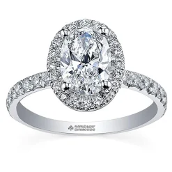 Maple Leaf Diamonds 18ct White Gold Oval Halo Diamond Halo Ring