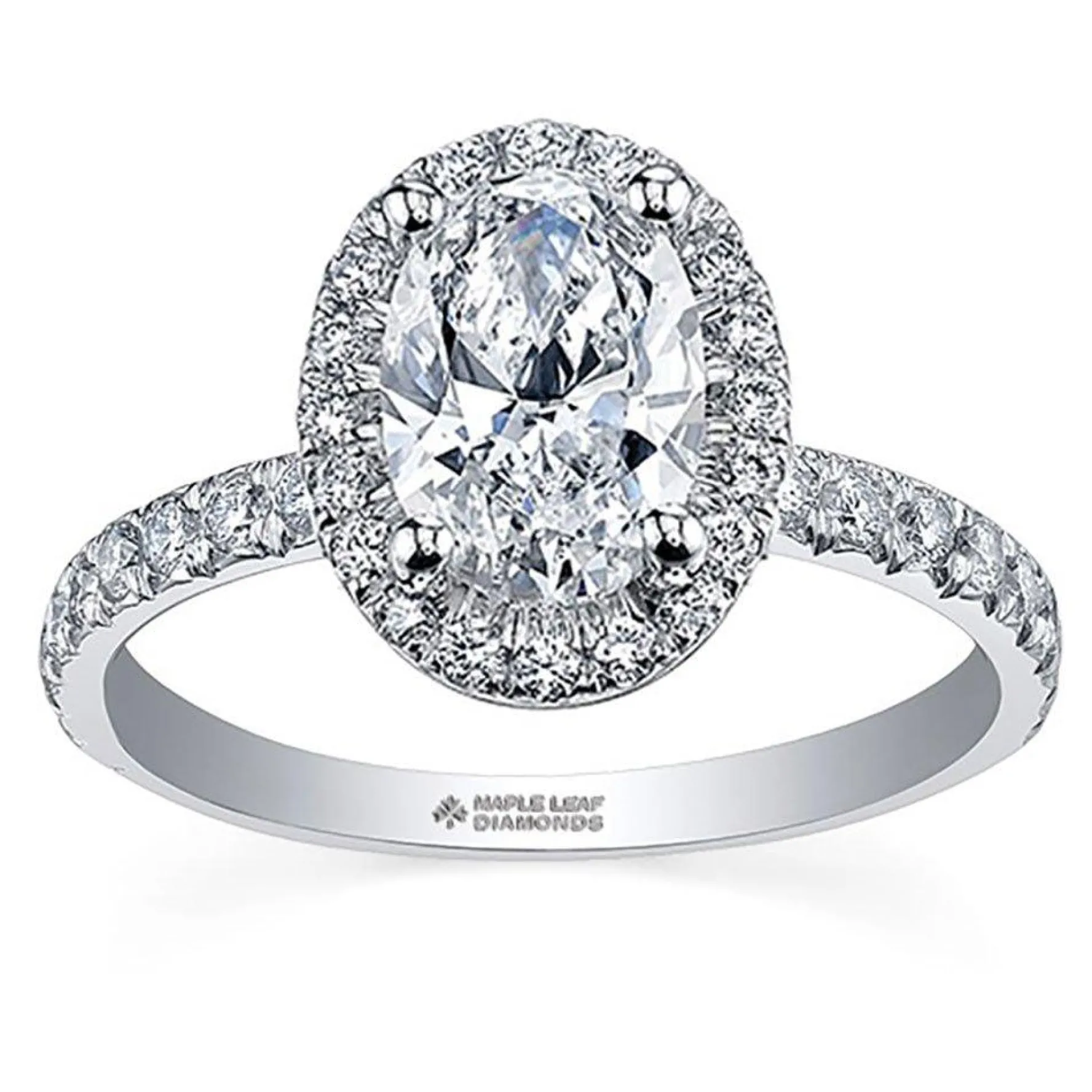 Maple Leaf Diamonds 18ct White Gold Oval Halo Diamond Halo Ring
