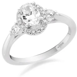 Maple Leaf Diamonds 18ct White Gold Oval Cut Halo Diamond Ring