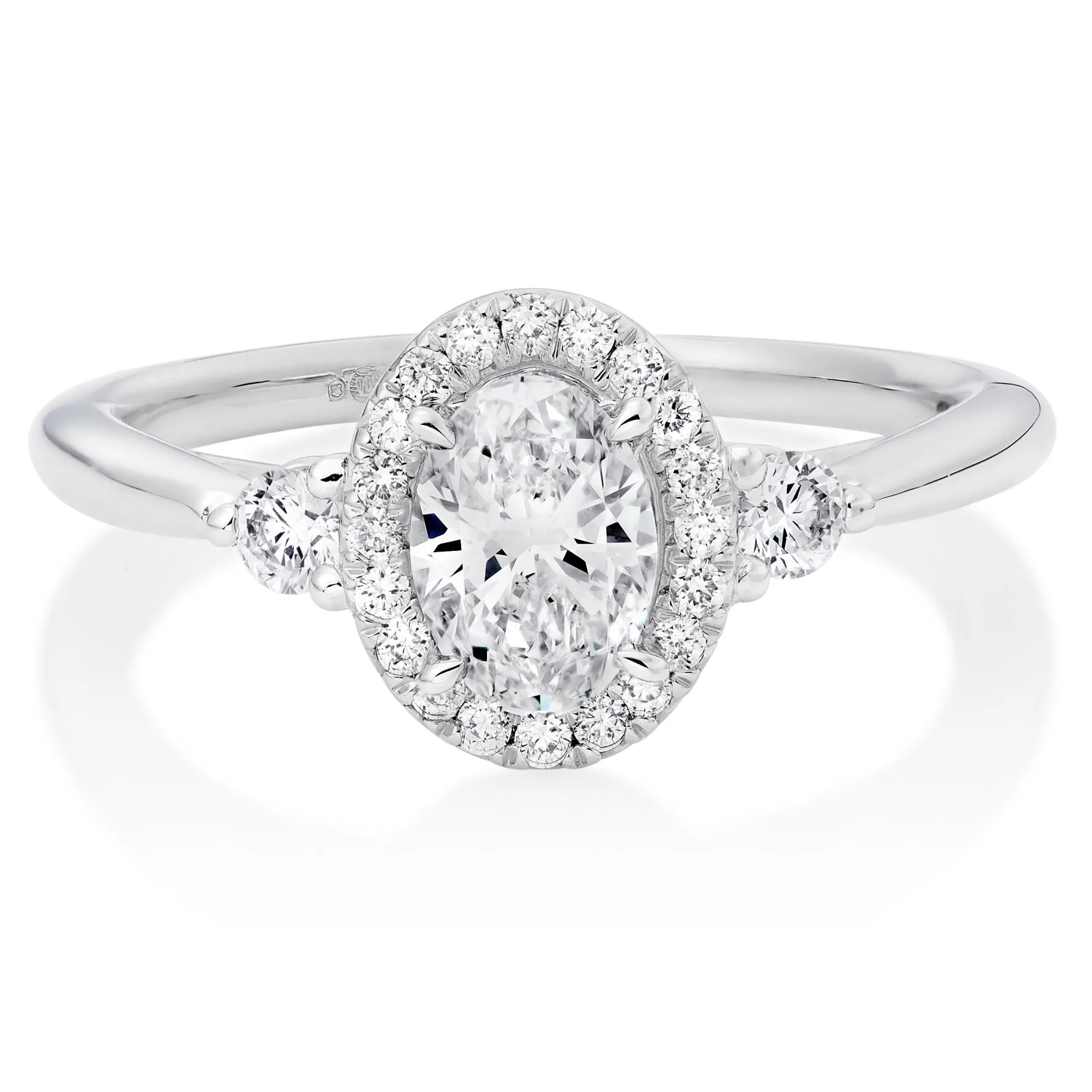 Maple Leaf Diamonds 18ct White Gold Oval Cut Halo Diamond Ring