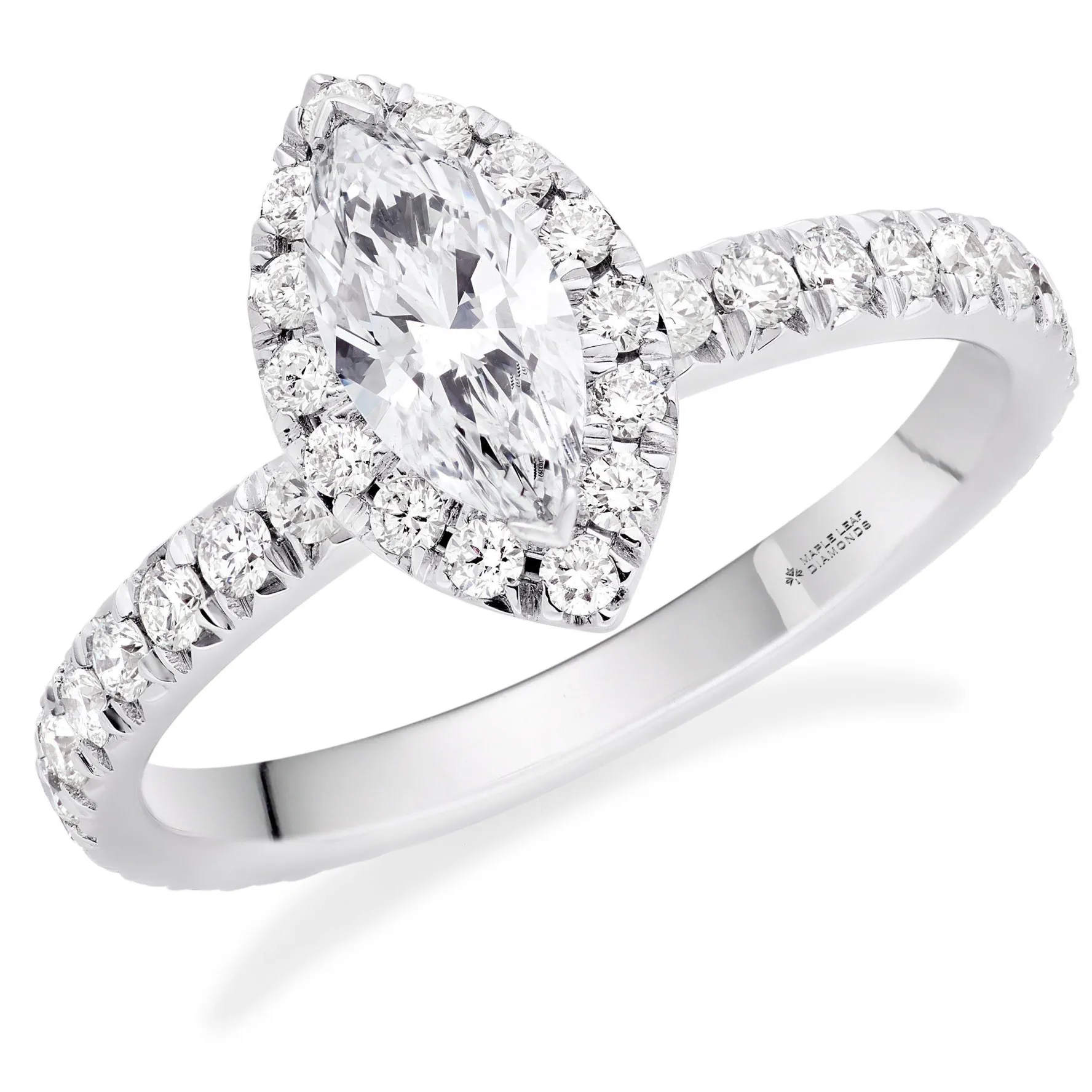 Maple Leaf Diamonds 18ct White Gold Marquise Halo Diamond Ring