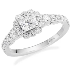 Maple Leaf Diamonds 18ct White Gold Cushion Cut Halo Diamond Ring