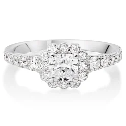 Maple Leaf Diamonds 18ct White Gold Cushion Cut Halo Diamond Ring