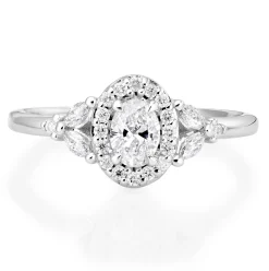 Maple Leaf Diamonds 18ct White Gold Diamond Cluster Halo Ring