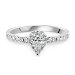 Maple Leaf Diamonds 18ct White Gold Pear Shaped Diamond Halo Ring