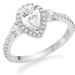 Maple Leaf Diamonds 18ct White Gold Pear-Shaped Halo Diamond Ring