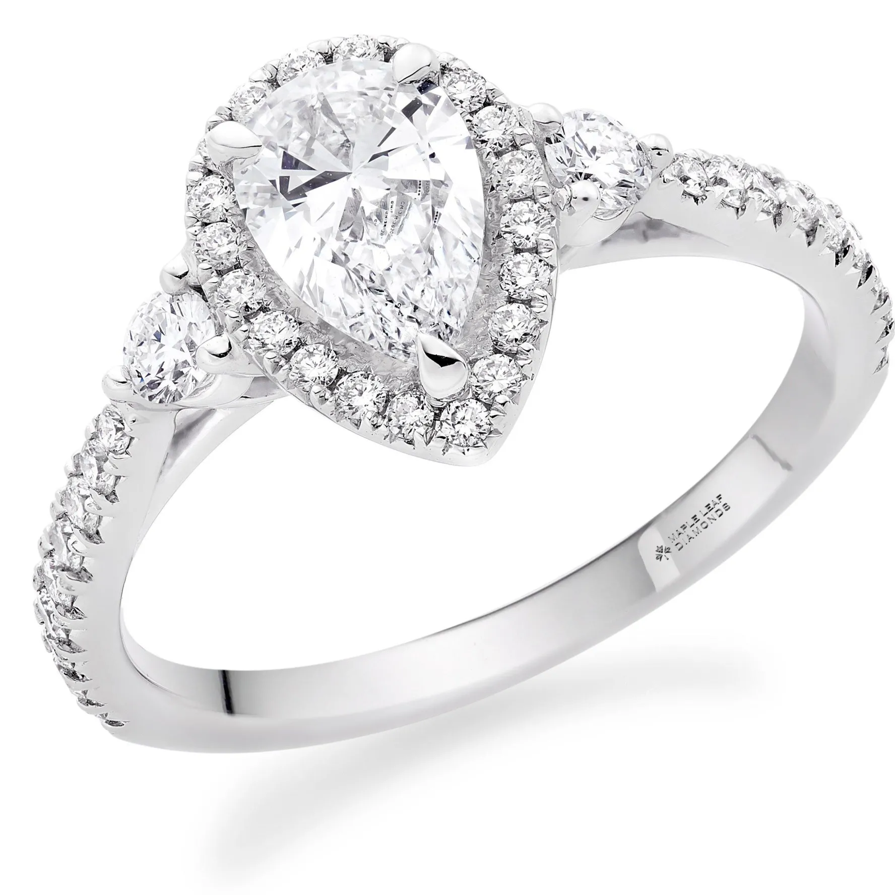Maple Leaf Diamonds 18ct White Gold Pear-Shaped Halo Diamond Ring