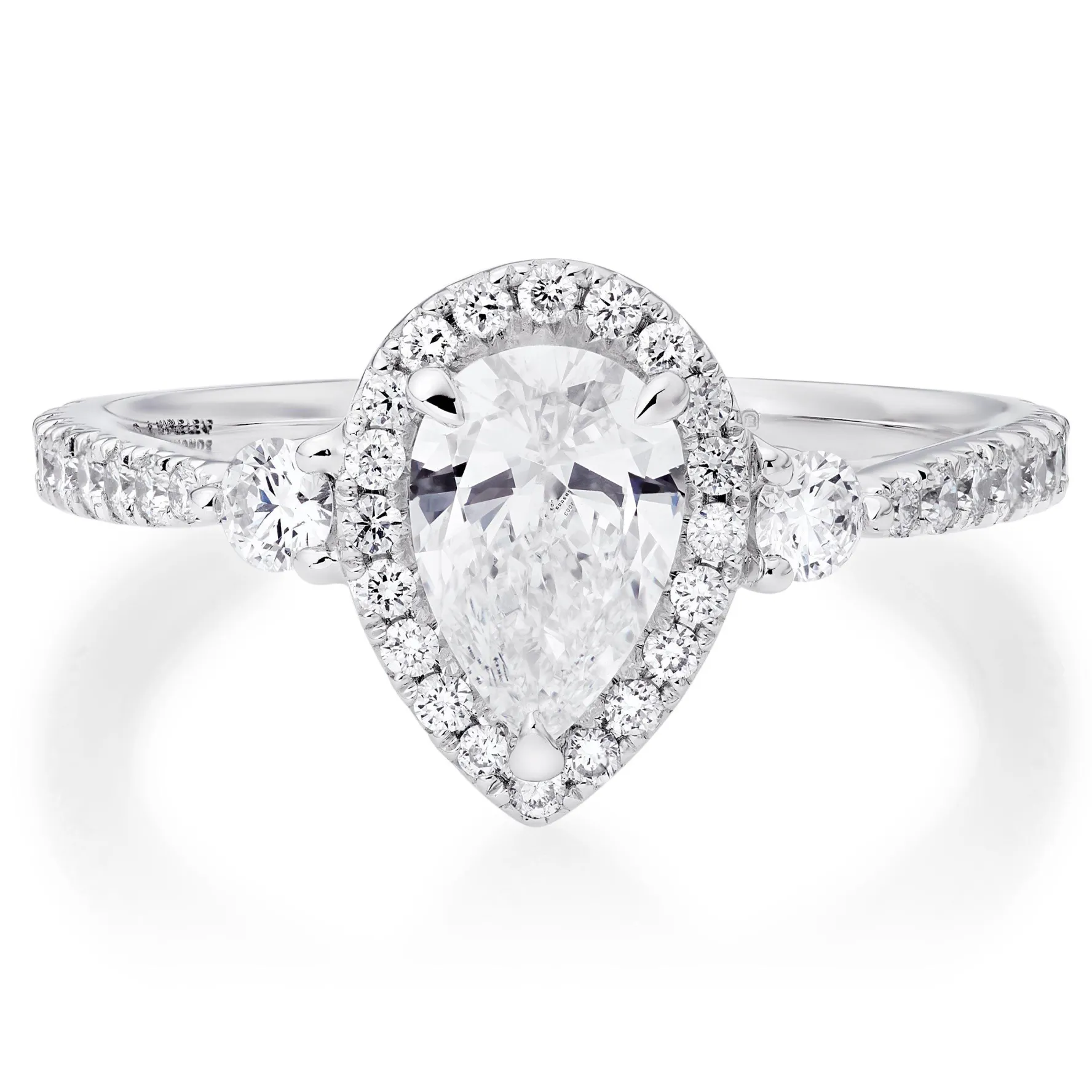 Maple Leaf Diamonds 18ct White Gold Pear-Shaped Halo Diamond Ring