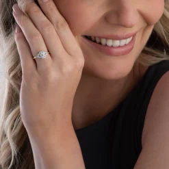Maple Leaf Diamonds 18ct yellow Gold Diamond Emerald Cut Halo Engagement Ring