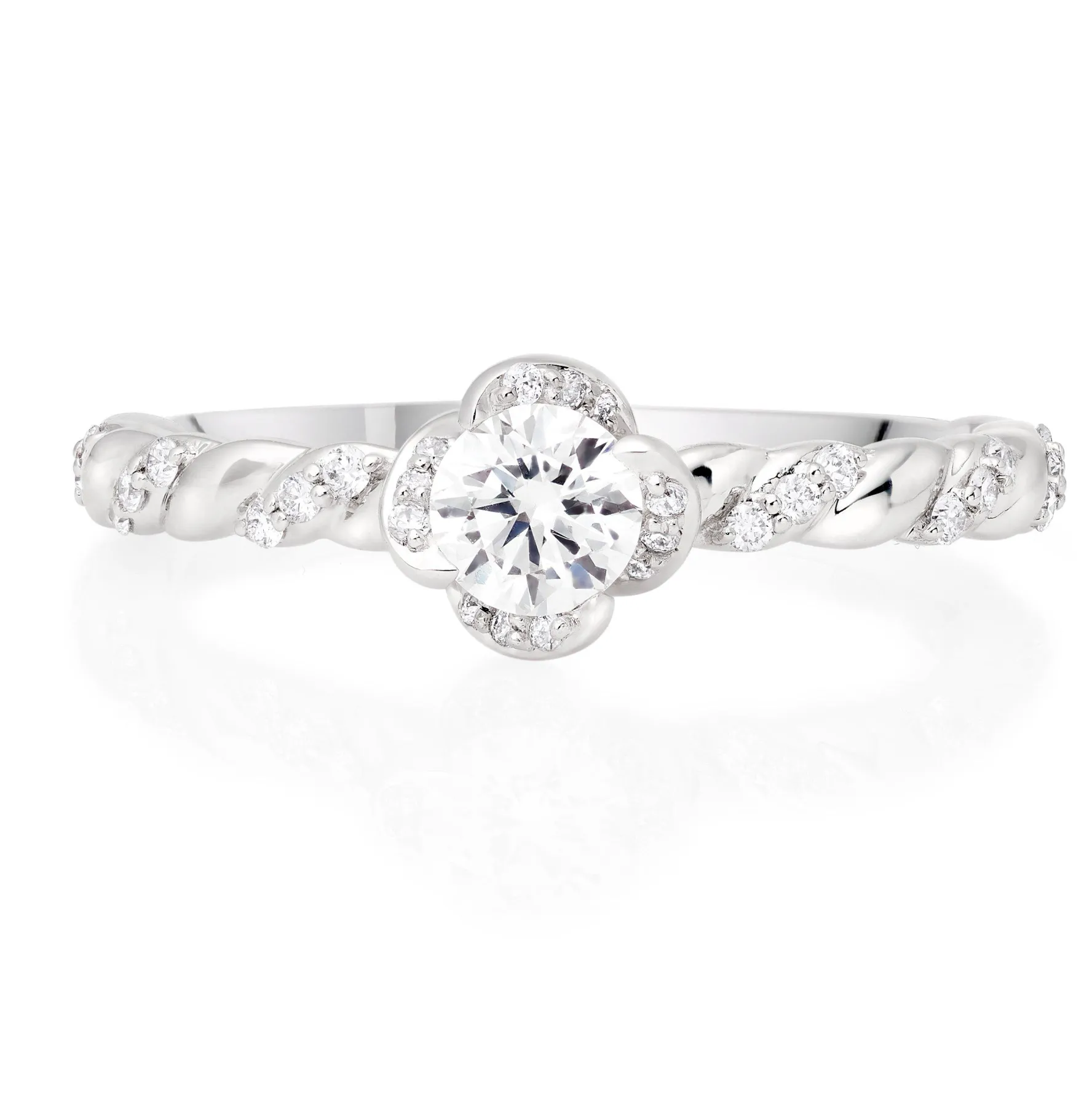 Maple Leaf Diamonds Wind's Embrace 18ct White Gold Diamond Solitaire Ring