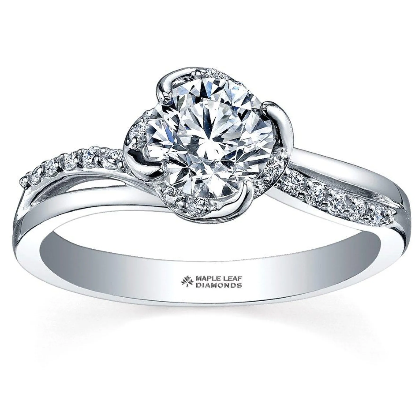 Maple Leaf Diamonds Wind's Embrace 18ct White Gold Diamond Solitaire Ring